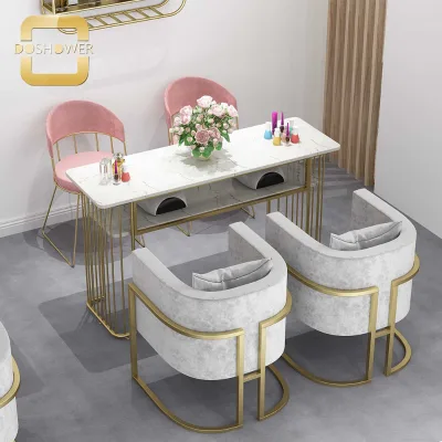 Manicure Table with Vacuum Cleaner of White Pedicure Chair And Manicure Table Set for Glass Top Manicure Tables Supplier