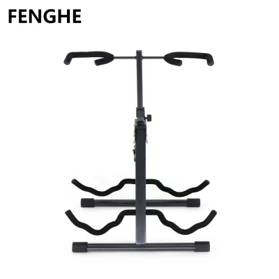 J-42 New Arrivals Double Guitar Stand with Neck Holder Iron Adjustable Height Foldable