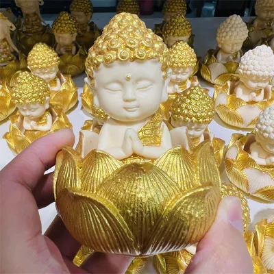 Hot Sale Natural High Quality Gold Ivory Fruit Material Crystal Reiki Tagua Nuts Crystal Buddha for Meditation Decoration