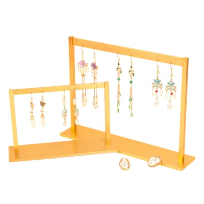 Wholesale Luxury Metal Geometric square Earring Jewelry Display Stand Gold Rack Earring Jewelry Holder