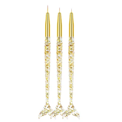 3Pcs Nail Art Brush Drawing Painting Mermaid French Liner Pen Manicure Tool Nail Liner Brush for Art Nail Brush Set