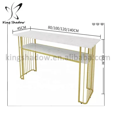 Fashion Marble Nail Art Painting Manicure Table with Golden Frame Desk Nail bar Use