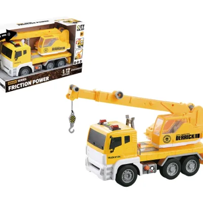 2024 Newly 1:12 Friction Power Engineering Crane Pump Function with Light and Music Including 3*AG13 Batteries