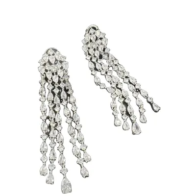 Luxury Bling Colorful Diamond Zircon Rhinestone Tassel Earrings Women 925 Silver Needle Earrings