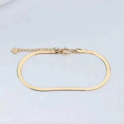 14K Gold Filled 18K Gold Plated Herringbone Flat Snake Bracelet Chain Bracelet
