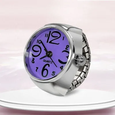 Christmas Valentine's Day Arabic Numerals Dial Elastic Band Creative Quartz Ring Watches for Women Finger