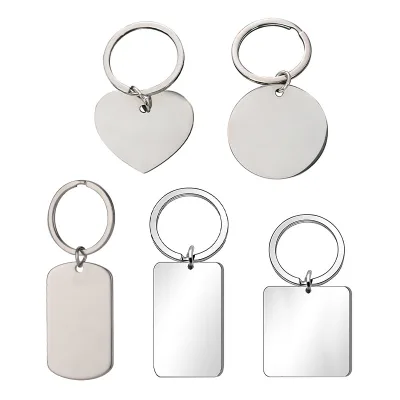 Stainless Steel Fashion Keychain Blank Dog Tag Identity Pendant Name Tags Laser Engraved UV Logo Print Creative Small Gift