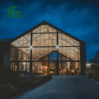 Custom Modern Backyard Outdoor Glass Pavilion Galvanized Steel Frame Transparent Garden Structure Wedding Ceremony Home Use