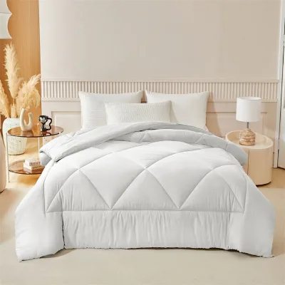 Custom Design Comforter Set Pre Washed Microfiber Quilted Bedding Plain Solid Pattern for Home Hotel Use Four Seasons