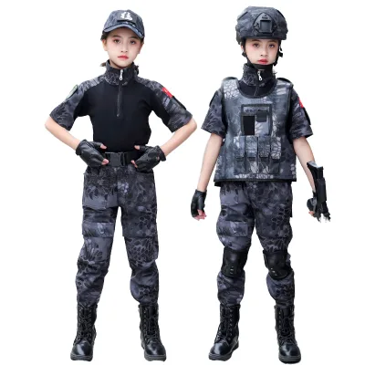 Comfortable Breathable Fabric Children Outdoor Clothing Fashion Dark Camouflage Uniorm for Cool Girl