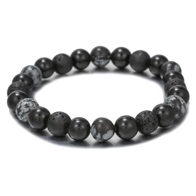 Hot Selling Handmade Natural Volcanic Stone Snowflake Beads Bracelet