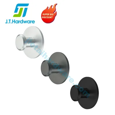 Heavy Duty Bathroom Glass/Wall Mounted Aluminium Self Adhesive Sticky Coat Towel Clothes Robe Hook