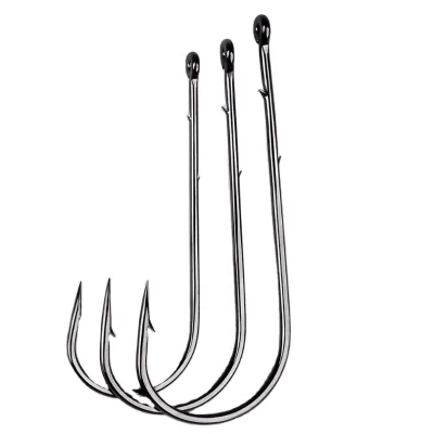 Flipping Jig Fishing Hooks Barbed High Carbon Steel Fishing Hook Nickel Black Single Hooks