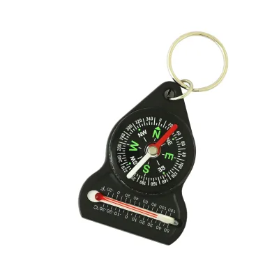 Multifunctional Keychain Compass Luminous Thermometer Aluminum/Metal Large Quantities Printable Logo Guide for Level Gifts