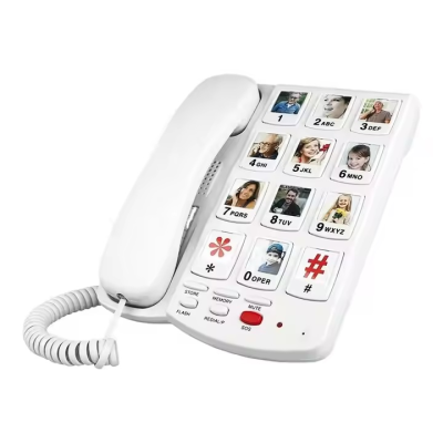 Corded Landline Telephone with speakerphone and 9 Groups of picture button Suitable People with Vision Disorders/Hearing Damage