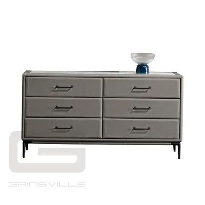 Gainsville Furniture Contemporary Simple Minimalist Wooden Nightstand Bedside Cabinet with 6 Drawers