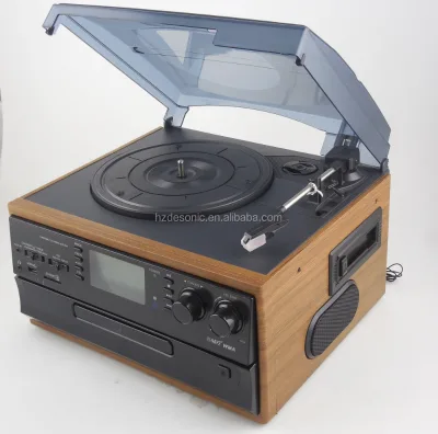 2018 Vintage Style High End Audio Turntable With USB /CD/Cassette Player
