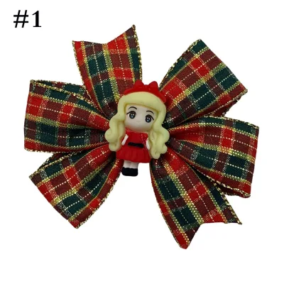 Christmas Fabric Bow Europe and United States New Plaid Hair Clip Pure Handmade Children'S Hair Accessories