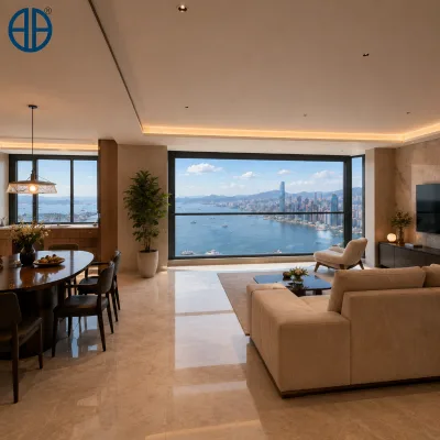 Modern House Sliding Automatic Aluminium Watertightness Balcony Smart Oversized Double Glazed Smart Elevator Window
