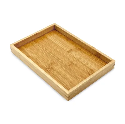 Natural Bamboo Rectangle Serving & Vanity Tray - for Kitchen Bathroom Countertop OEM/ODM