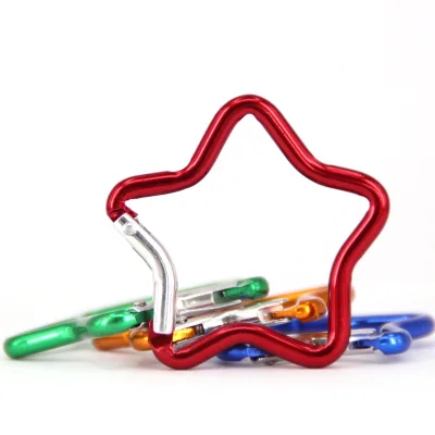 Good Selling 5# 50mm Pentagram Star aluminum alloy metal Snap Hooks Carabiner clip for Pet or Charger or NAIL TOOLS