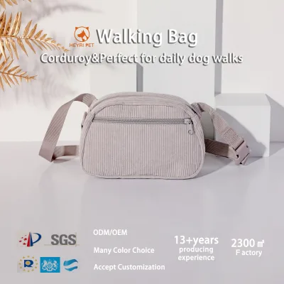 Breathable Back Panel Dog Walking Bag Corduroy Adjustable Strap Pet Walking Bag for Dog Puppy Outdoor Travel Camping Daily Walks