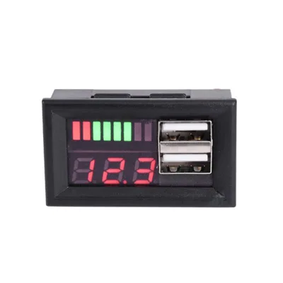 DC 12V Digital Voltmeter for Cars and Motorcycles Dual USB 5V Output Battery Panel Meter Electronic Accessory