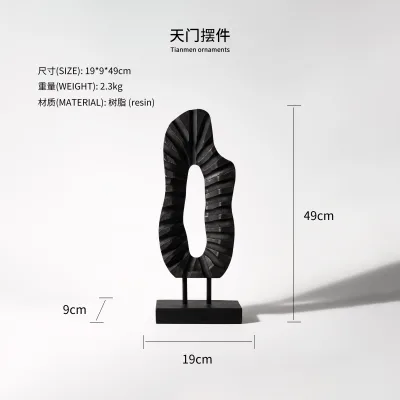 Black Hollow Resin Decor Figurine With Metal Iron Base Modern Luxury Desktop Home Decoration Statue
