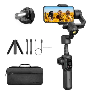 AOCHUAN Smart S2 3-Axis Handheld Smartphone Gimbal Stabilizer Built-in Fill Light AI Face Vlog Live Streaming Video Stabilizer
