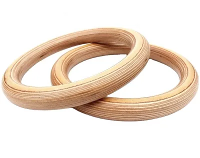 Heavy-Duty Free Weights Adjustable Gym Wooden Gymnastic Rings for Pull-Ups Dips Workout Durable Fitness Exercise Equipment