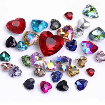 30g/Pack Rhinestone Heart Shape Crystal Stone Point Back Glass Stone for DIY Jewelry Accessory