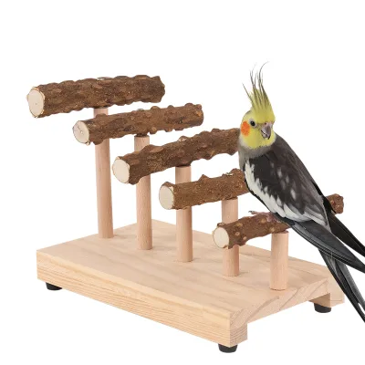 Natural Wood Bird Playground for Training & Playing ,Parrot Playground Toy for Budgies, Cockatiels, Lovebirds,Conures Canaries