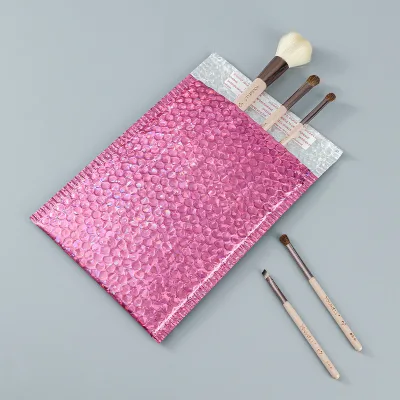 Courier Bags Self-Sealing Rose-Gold Laser Film Thickened Bubble Mailers Metallized Aluminum-Coated Foam Bags Poly Bubble 9*3MM