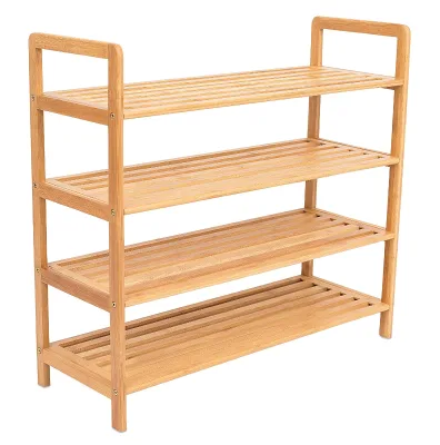 Lightweight Solid Wood Shoe Rack Bamboo Organizer for Store Shoes Efficient Storage Holders & Racks