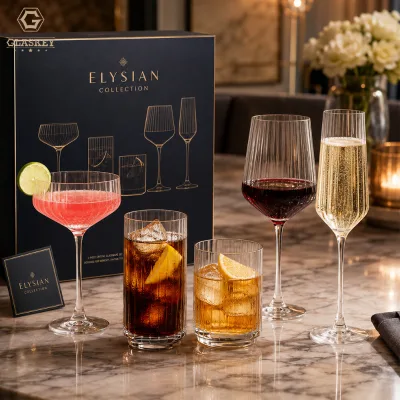 Timeless Reeded Glassware Collection Sophisticated Stemware Highball Heavy Base Rocks Vintage Champagne Coupes Wholesale Price
