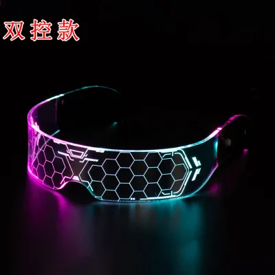 Hot Sale Colorful LED Glowing Glasses Sci-fi Honeycomb LED Light Glasses Light up Evening Music Festival Party LED Glasses