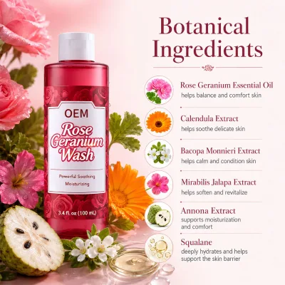 OEM 43 Years Private Label Intimate Wash Manufacturer FDA Compliant Rose Geranium Feminine Hygiene Wash for Global Brands