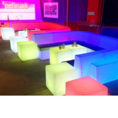 LED Glow Ottoman Hotel RGB Plastic Colorful Chair Furniture