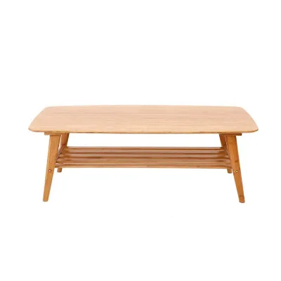Bamboo Coffee Table With Storage Shelf Tea Table