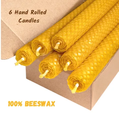 Hand-Rolled Beeswax Taper Candles Real Beeswax Handmade Honeycomb Candles