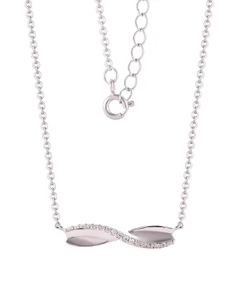 925 Sterling Silver Twist Infinity Bar Necklace Cubic Zirconia Infinity Symbol Pendant Necklace Dainty Clavicle Chain Jewelry