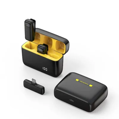 K6 Wireless Lavalier Microphone Noise Reduction 20Hz-20kHz Frequency Response Charging Case Battery-Level Display for Home