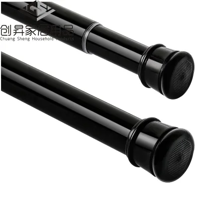 Pillar Shape Tension Adjustable Black Shower Rod Never rust Antiskid Without Drilling Bathroom Curtain Rod