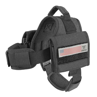 2025 Custom Luxury 600D Nylon Dog Tactical Chest Harness Outdoor Training Pet Vest Portable Dog Leash Chain Can Hang Bag
