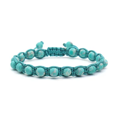 Unisex Gold Plated 6mm Round Natural Stone Beads Bracelet Engagement Gift Customizable Size