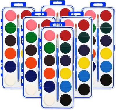 6 Pack Watercolor Paint Set for Kids, 12 Colors Watercolors Paints with Paint Brush, Kids Watercolor Paint Set for Party Favor