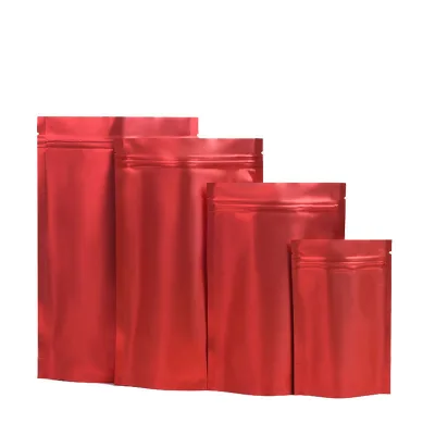 Frosted Front Matte Red Stand up Foil Mylar Zipper Zip Lock Pouch Smell Proof Heat Seal Tea Candy Storage Bag