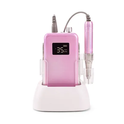 Rechargeable Nail Drill Coreless Motor Electric Portable Nail Drill 35000RPM Nail Efile with Low Vibration Chargeing Base