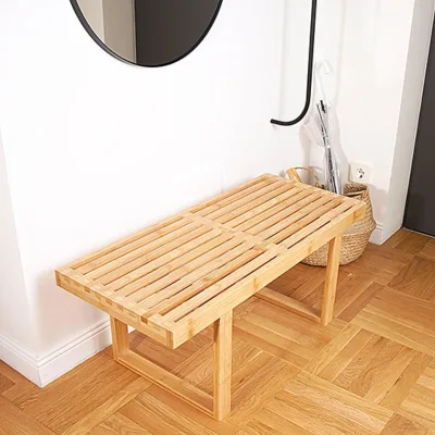 Bamboo Bench Stool Bench Shower Chair Shower Foot Rest Bamboo Shower Stool for Living Room Furniture Free Standing Wooden Table