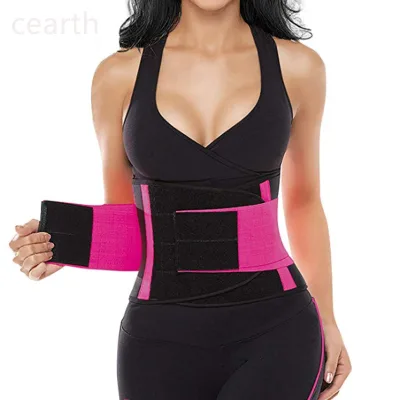 Custom Logo Adjustable Plus Size Elastic Neoprene Double Compression Waist Trainer Double Band Drawstring  Waist Trainer